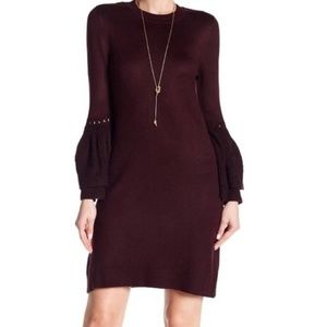 Burgundy Eliza J Knit Bell Sleeve Sweater Dress
